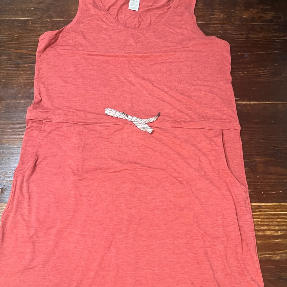 Coral Sleeveless Dress with Bow Accent
